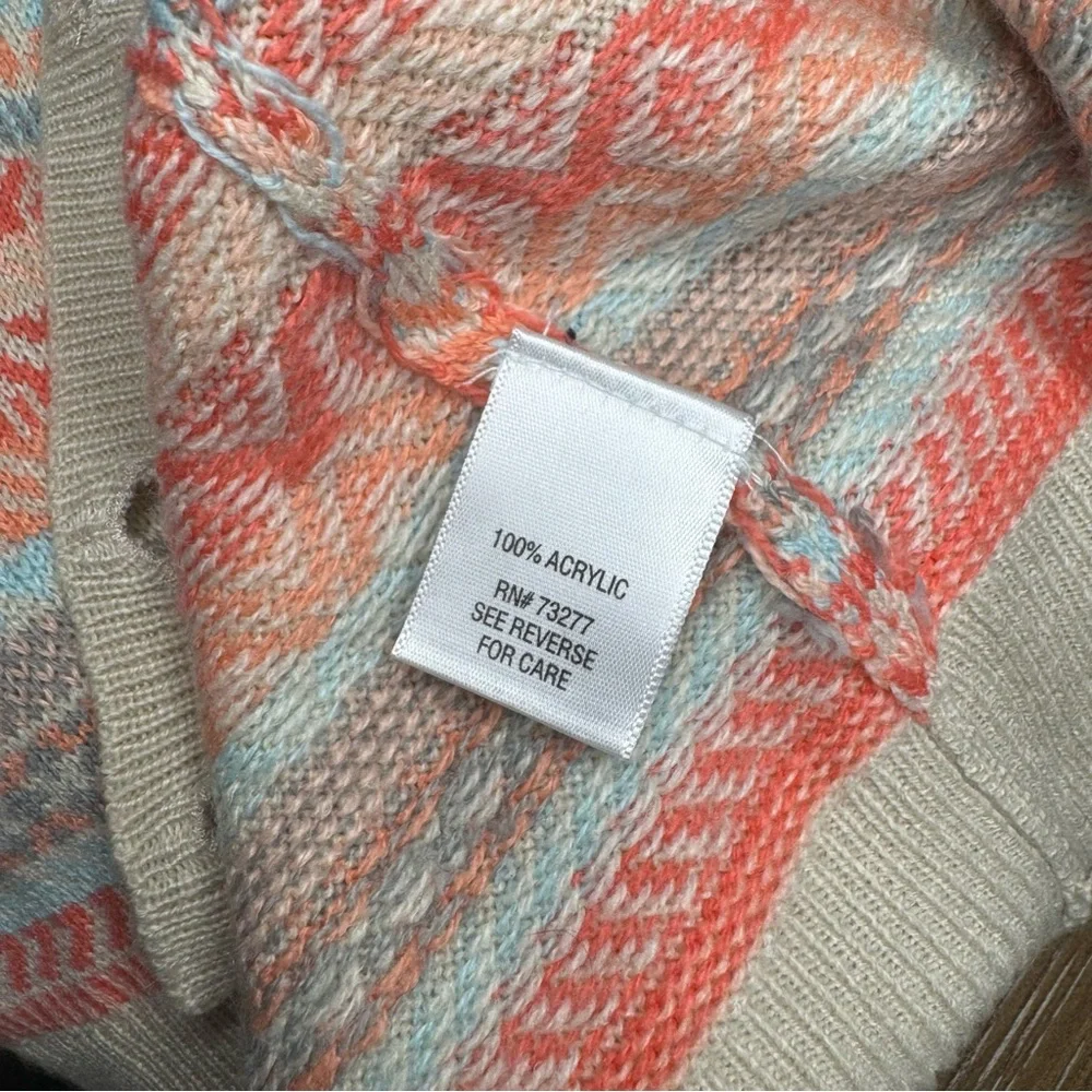 Croft & Barrow Pastel Aztec Button Front Cardigan Size XL Boho Business Casual - Picture 11 of 12